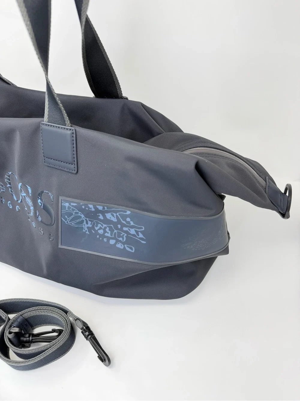 Hugo Boss Gray Duffle Bag Weekender Gym Travel Shoulder Strap